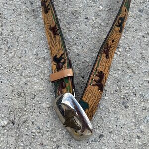 Nocona Belt Co Boys Western Horse Tooled Leather Belt Silver Buckle N4414002-22